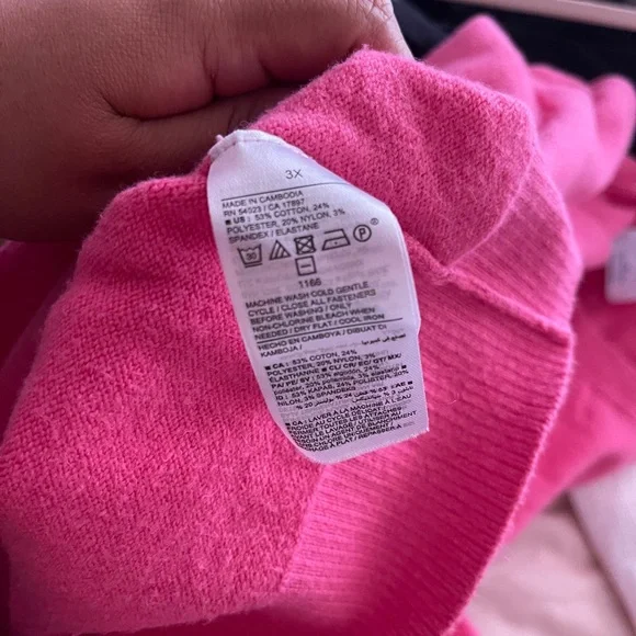 Cotton Blend Pink Cardigan, 3x - Picture 7 of 7